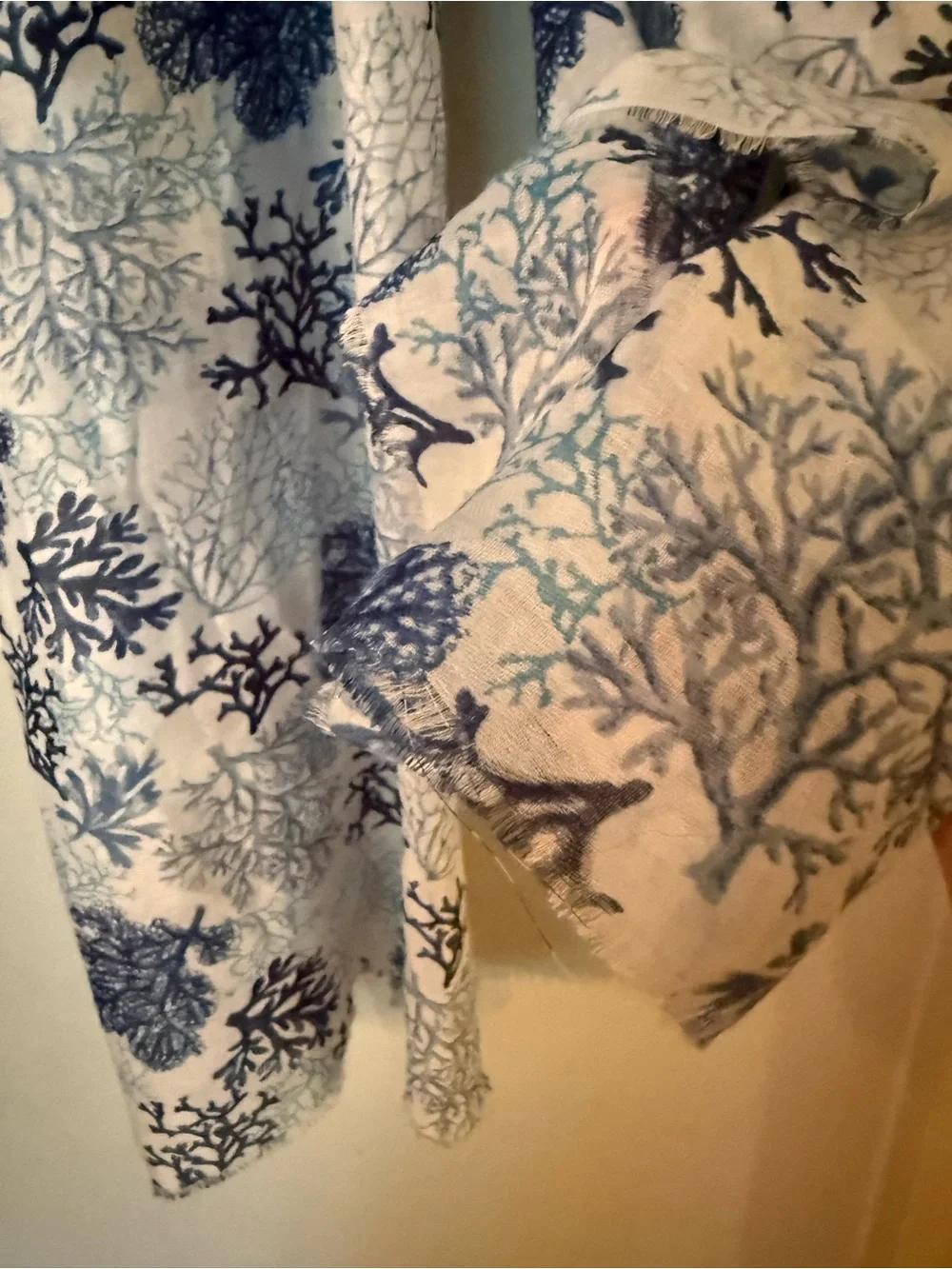 Blue Coral Print Scarf